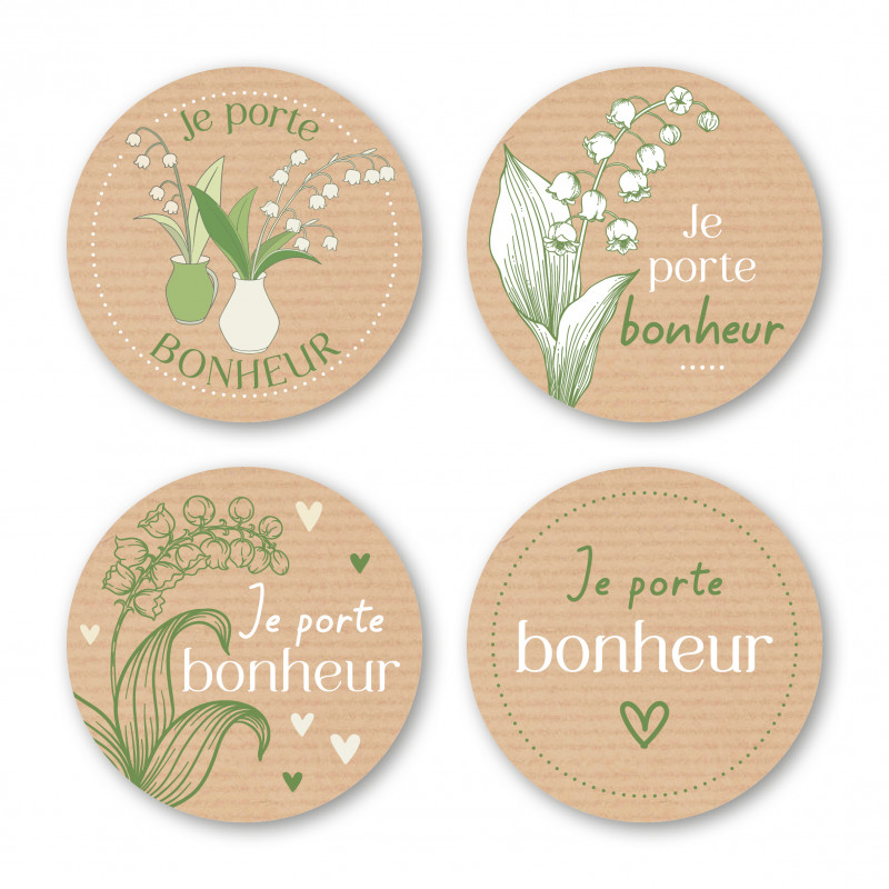 Rouleau de 500 étiquettes adhésives "Porte bonheur" - Clochette - grossiste emballage