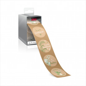 Rouleau de 500 étiquettes adhésives "Porte bonheur" - Clochette - grossiste emballage