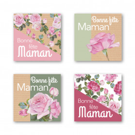 Rouleau de 500 étiquettes adhésives "Bonne fête maman" - Douceur - grossiste emballage