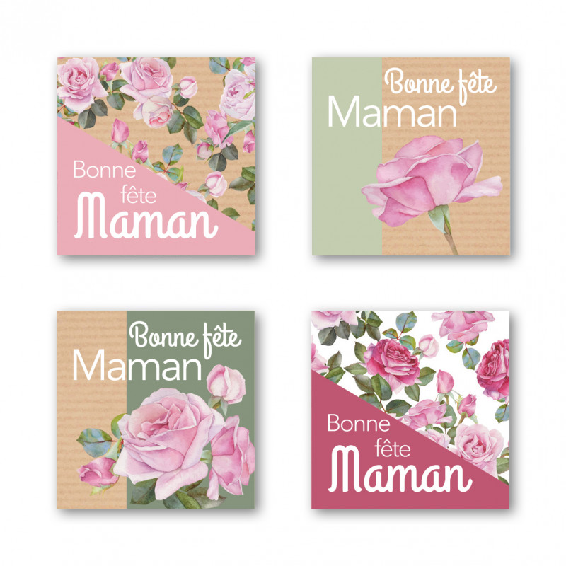 Rouleau de 500 étiquettes adhésives "Bonne fête maman" - Douceur - grossiste emballage