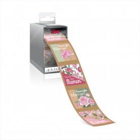 Rouleau de 500 étiquettes adhésives "Bonne fête maman" - Douceur - grossiste emballage