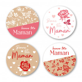 Rouleau de 500 étiquettes adhésives "Bonne fête maman" - Tendria