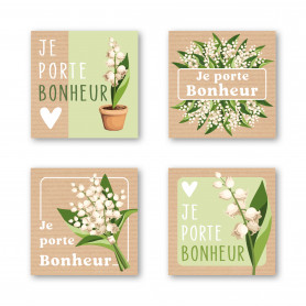 Rouleau de 500 étiquettes adhésives "Porte bonheur" - Muguette - grossiste emballage