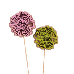Sachet de 12 pics en bois fleurs - Amélis - Grossiste fournitures déco