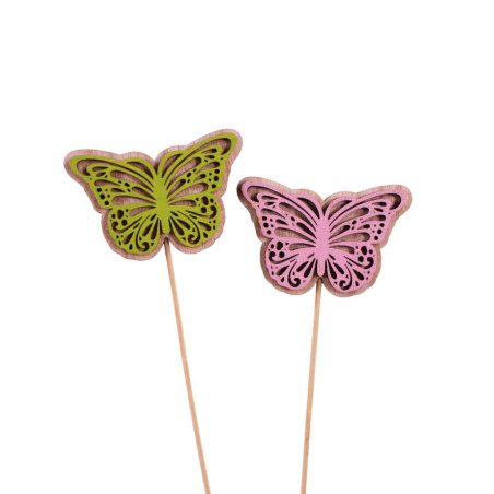 Sachet de 12 pics en bois papillon - Chérélia - grossiste fournitures déco