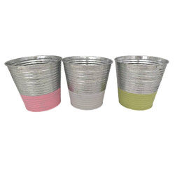 Cache-pot en zinc base coloré 2 tailles - Mémoria - Grossiste contenant métal