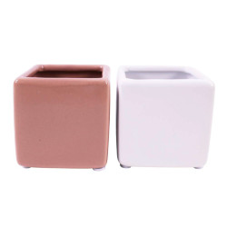 Cache-pot carré en céramique 2 tailles - Soft - Grossiste fleuriste et jardinerie