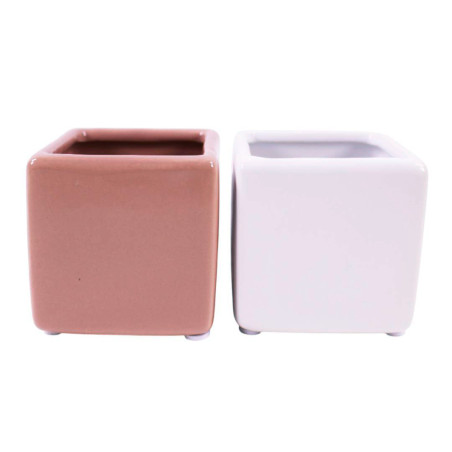 Cache-pot carré en céramique 2 tailles - Soft - Grossiste fleuriste et jardinerie