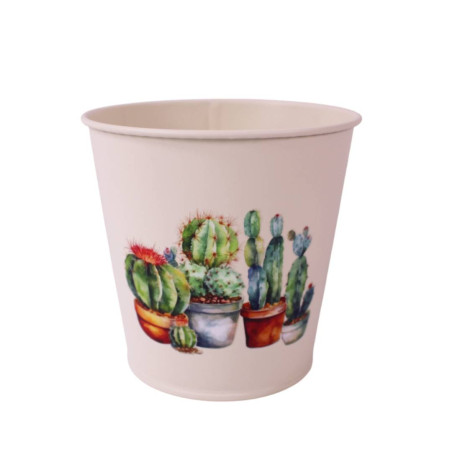 Cache-pot en zinc décoré - Cactus - grossiste fleuriste et jardinerie