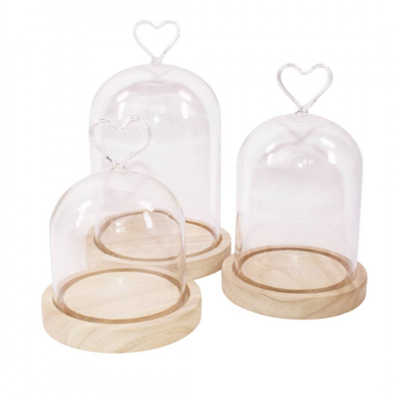 Cloche cœur sur socle bois - Lovista - Fournisseur saint valentin