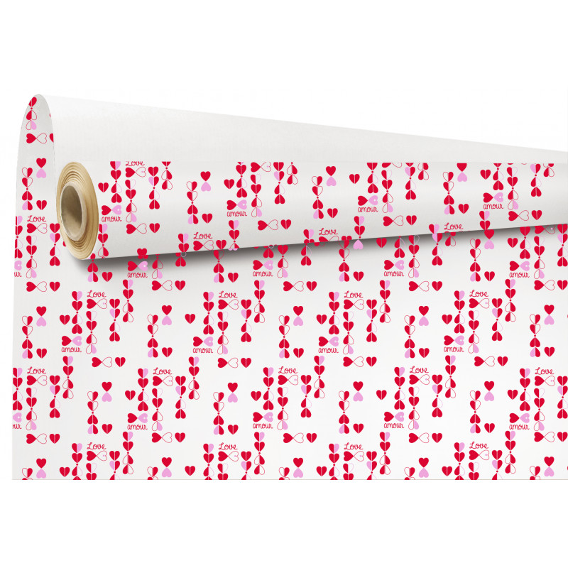 Rouleau de kraft imprimé fond blanc - Bel canto - grossiste saint valentin emballage