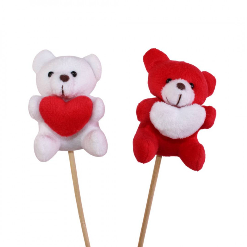 Sachet de 25 oursons cœur sur pic - Calinou - Fournisseur déco st val