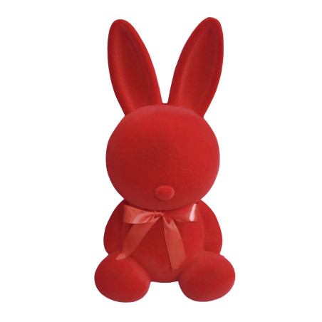 Lapin assis floqué 2 tailles - Vernéa