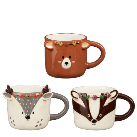 Mug cerf ours blaireau - Winny - Fournisseur déco automne