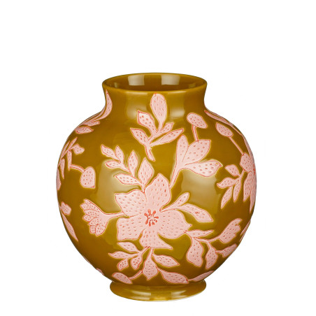 Vase en céramique ocre - Nuri - Fournisseur de décoration