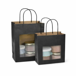 Sac kraft noir à fenêtre 3 tailles - Borg