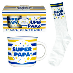 Ensemble mug + chaussette - Super papa - Fournisseur cadeaux fête des pères