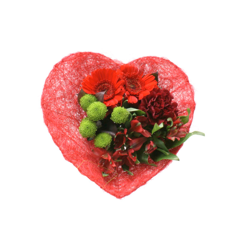 Paquet de 10 supports bouquet cœur Sisal