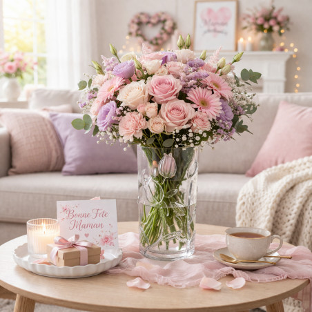 Vase avec déco tulipe 2 tailles - Mellia