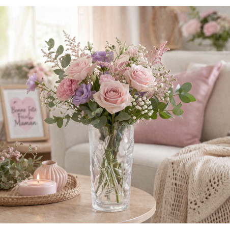 Vase avec déco tulipe 2 tailles - Mellia