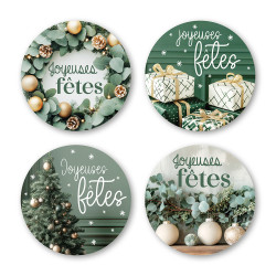 Etiquettes adhésives "joyeuses fêtes" - Luméria