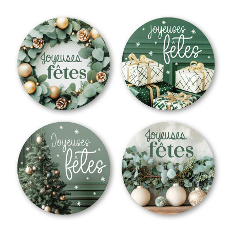 Etiquettes adhésives "joyeuses fêtes" - Luméria