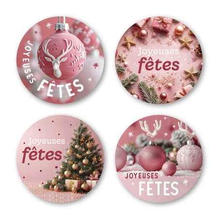 Etiquettes adhésives "joyeuses fêtes" - Florévia