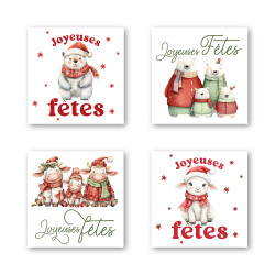 Etiquettes adhésives "joyeuses fêtes" - Noélia