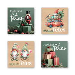 Etiquettes adhésives "joyeuses fêtes" - Sapinia