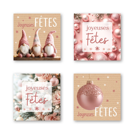 Etiquettes adhésives "joyeuses fêtes" - Fériance