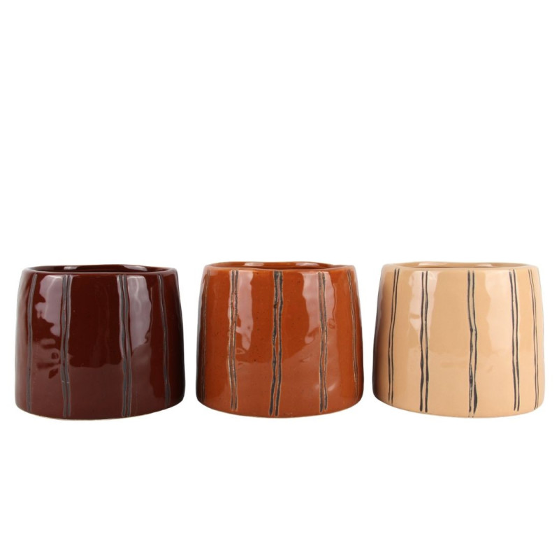 Cache-pot en céramique 3 tailles - Fines rayures