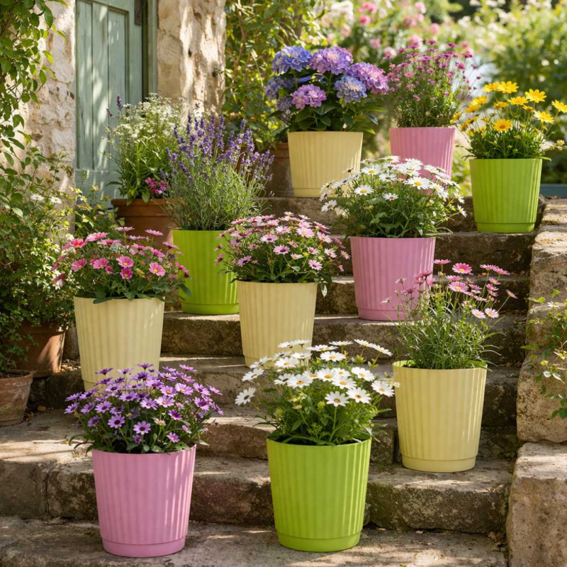 Cache-pot plastique 2 tailles 3 couleurs - Rosavie