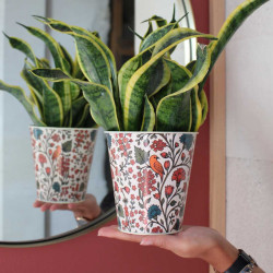 Cache-pot à motif en zinc 2 tailles - Floroiseau