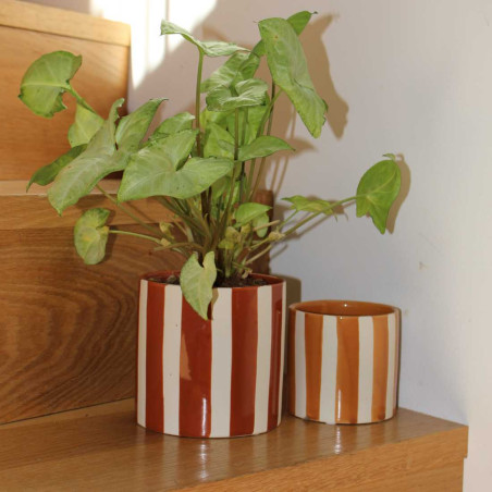 Cache-pot cylindre 3 tailles - Rayures