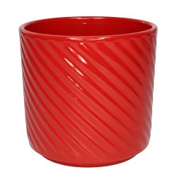 Cache-pot en céramique rouge 2 tailles - Spirelli