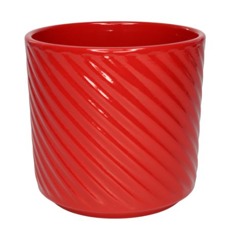 Cache-pot en céramique rouge 2 tailles - Spirelli