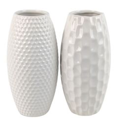 Vase en céramique blanc H. 20cm - Elaga