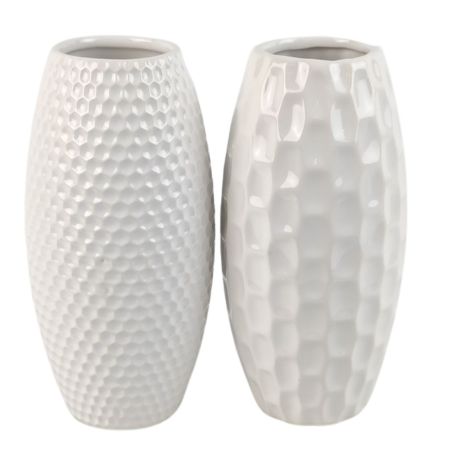 Vase en céramique blanc H. 20cm - Elaga