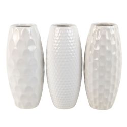 Vase en céramique blanc H. 18cm - Elaga