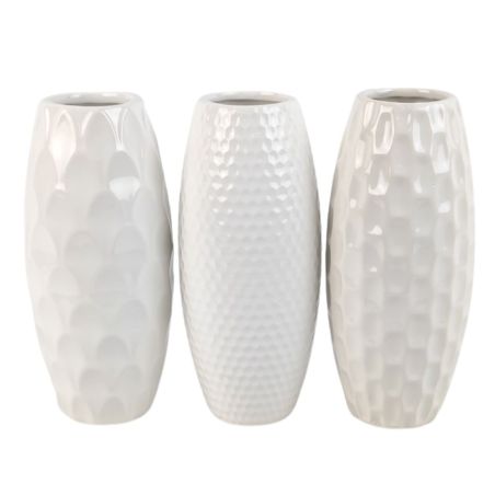 Vase en céramique blanc H. 18cm - Elaga