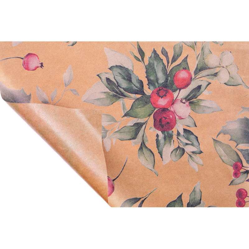 Rouleau de kraft pelliculé - Xmas Flower - Fournisseur d'emballage pro