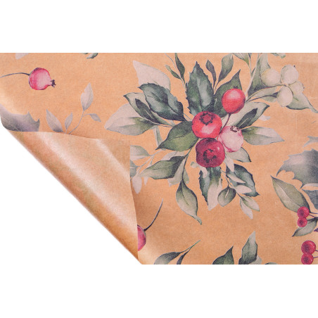 Rouleau de kraft pelliculé - Xmas Flower - Fournisseur d'emballage pro