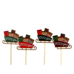 Sachet de 10 pics de noël - Traineau - Fournisseur d'accessoires de compositions