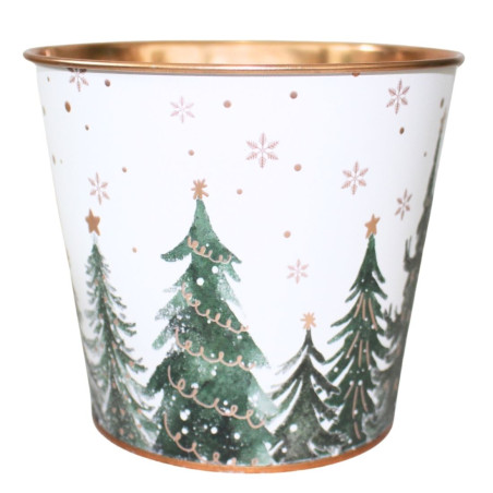 Cache-pot en zinc imprimé - Forêt enchantée - Grossiste fleuriste et jardinerie