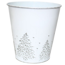 Cache-pot conique en zinc - Sapin enneigé - Grossiste fleuriste et jardinerie