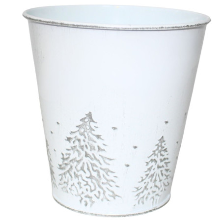 Cache-pot conique en zinc - Sapin enneigé - Grossiste fleuriste et jardinerie