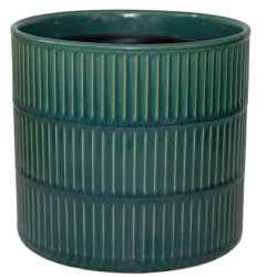 Cache-pot cylindre traits verts - Canopée - Grossiste fleuristes et jardineries