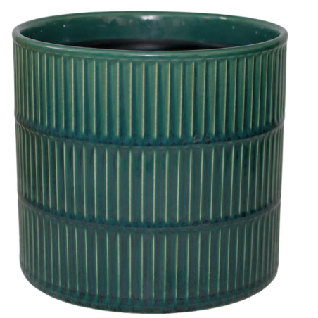 Cache-pot cylindre traits verts - Canopée - Grossiste fleuristes et jardineries