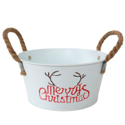 Coupe en zinc anse en corde - Chalet -  Grossiste fleuristes et jardineries