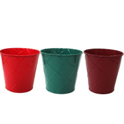 Cache-pot en zinc à relief - Quadrille - Grossiste fleuristes et jardineries
